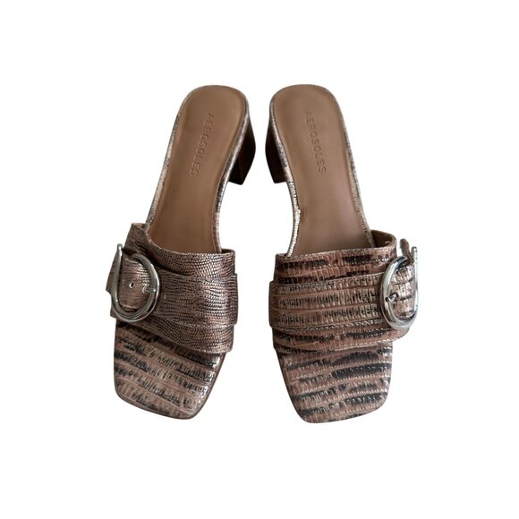 AEROSOLES Rose Gold Slide Sandals Size 6.5 - Picture 2 of 8